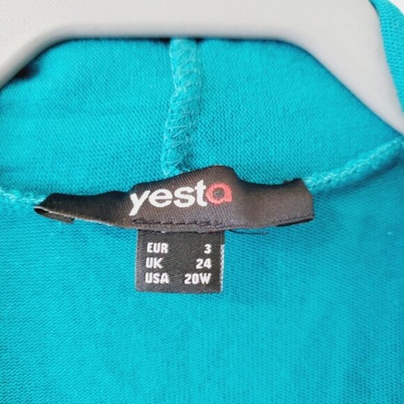 Yest Netherlands Teal Lightweight Viscose Stretch Open Front Cardigan 20 Plus - Picture 7 of 8
